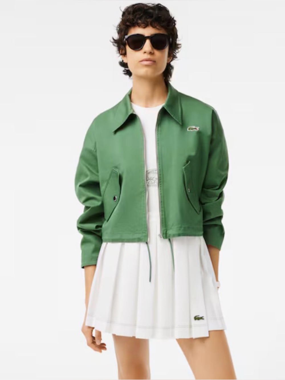 Lacoste Olive Green Cropped Utility Jacket